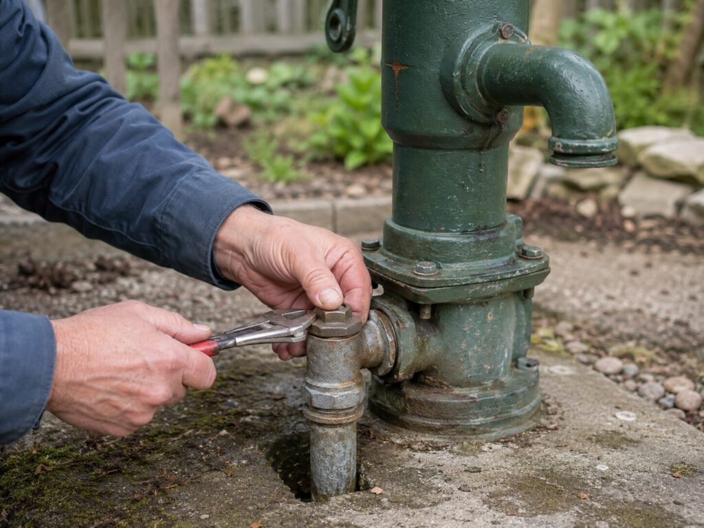 Schwengelpumpe zieht kein Wasser: Ursachen und Lösungen 3 Prüfung einer Saugleitung und Gewindeverbindung an einer Schwengelpumpe