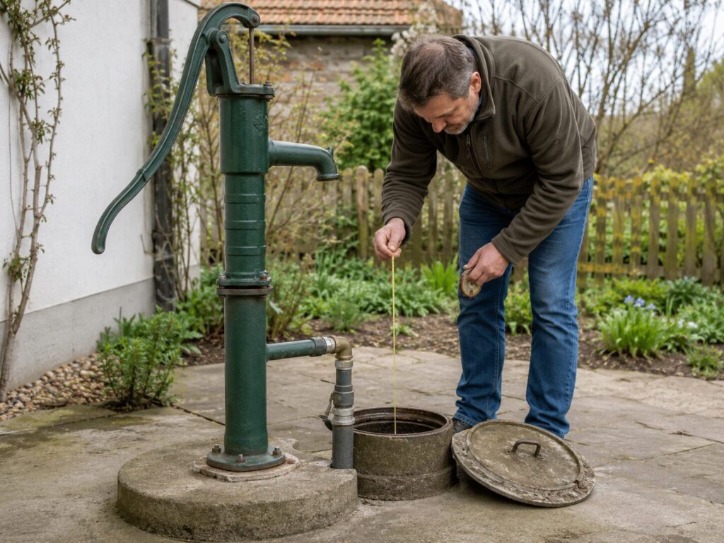 Schwengelpumpe zieht kein Wasser: Ursachen und Lösungen 7 Prüfung von Brunnen, Ansaugweg und Wasserstand bei einer Schwengelpumpe