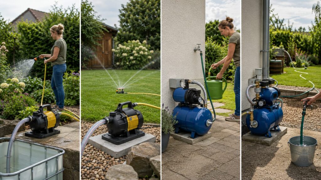 Typische Einsatzfälle für Gartenpumpe und Hauswasserwerk bei Bewässerung und Wasserentnahme