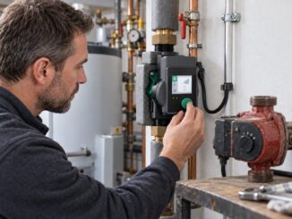 Stromverbrauch einer Heizungspumpe prüfen – moderne Hocheffizienzpumpe neben alter Umwälzpumpe