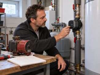 Hocheffizienzpumpe als Ersatz für alte Umwälzpumpe im Heizungsraum – Strom sparen durch modernen Pumpentausch