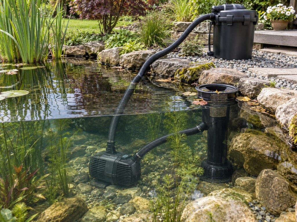 Teichfilter mit Teichpumpe und Oberflächenskimmer